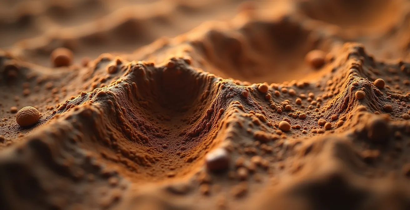 Microscopic view of clay particles flocculating into larger aggregates