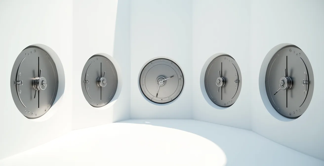 Visual metaphor for banking diversification showing multiple secure vaults