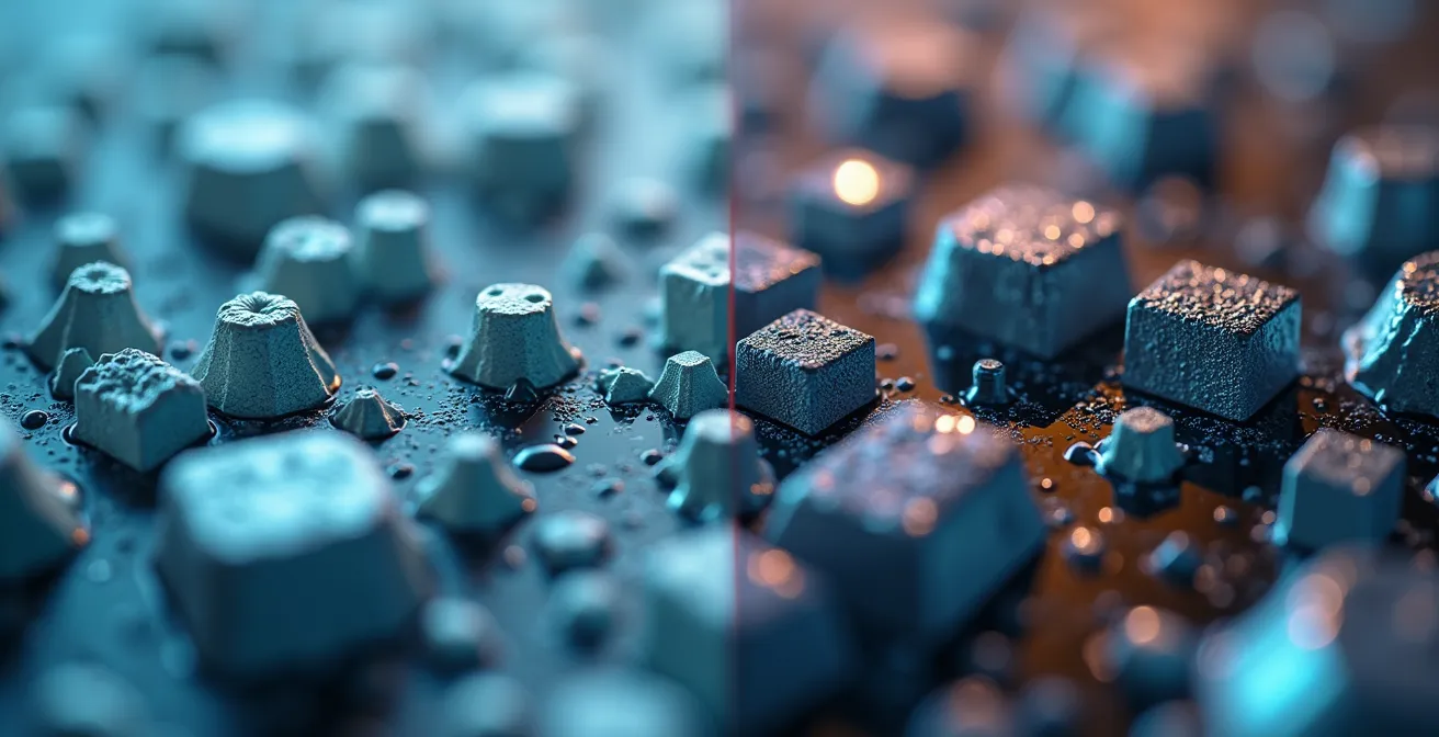 Extreme macro shot of audio waveform patterns showing compression differences