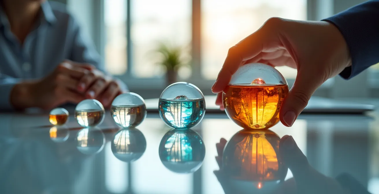 Abstract geometric shapes representing different portfolio allocations