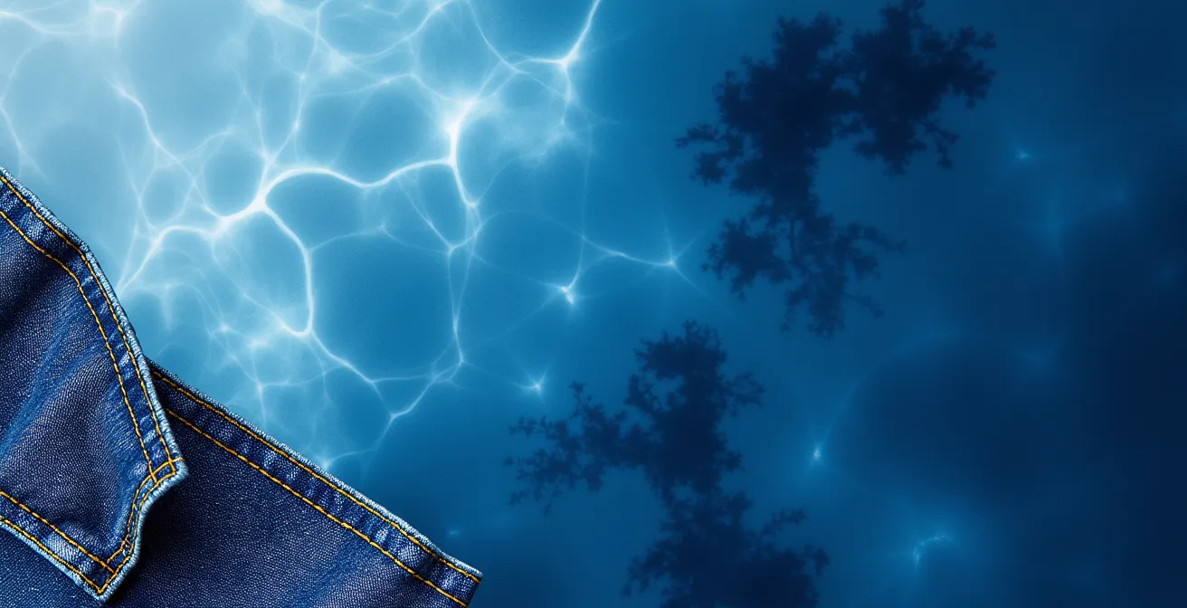 Abstract visualization of water usage in denim manufacturing